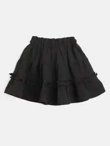 V-Mart Girls Solid Knee-Length Tiered Skirts