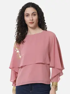 ALL WAYS YOU Cape Sleeve Georgette Cape Top