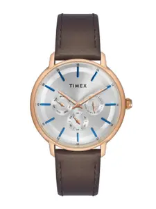 Timex Men Embellished Dial & Leather Straps Analogue Watch TWEG22002