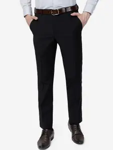 Greenfibre Men Mid-Rise Flat-Front Plain Slim Fit Formal Trousers