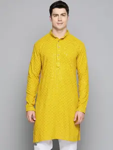 Jompers Ethnic Motifs Embroidered Sequined Pure Cotton Kurta
