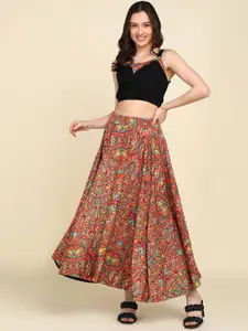 ZNX Clothing Crop Top With Ethnic Motifs Printed Skirt Co-Ords