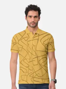 BULLMER Abstract Printed Polo Collar Cotton T-shirt