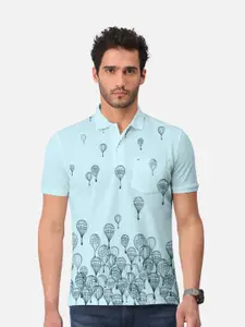 BULLMER Conversational Printed Polo Collar Cotton T-shirt