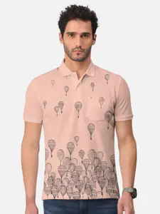 BULLMER Conversational Printed Polo Collar Cotton T-shirt