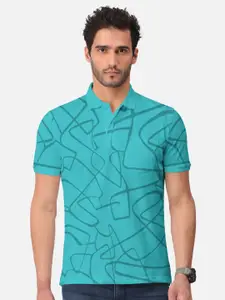 BULLMER Abstract Printed Polo Collar Short Sleeves Cotton T-shirt