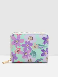 max Women Floral Printed Zip Around Wallet with SD Card Holder