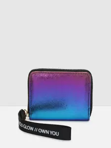 max Women Self Design Zip Around Wallet with SD Card Holder