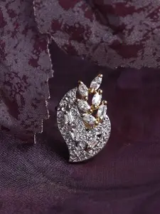 Bhana Fashion Gold-Plated American Diamond & Stones-Studded Finger Ring