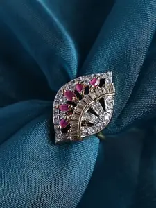 Bhana Fashion Gold-Plated AD-Studded Adjustable Finger Ring