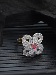 Bhana Fashion Gold-Plated AD Stone-Studded Adjustable  Cocktail Finger Ring