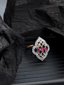 Bhana Fashion Gold-Plated & AD-Studded Cocktail Finger Ring