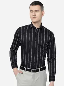 METAL Slim Fit Vertical Stripes Striped Pure Cotton Formal Shirt