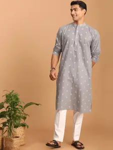 SHVAAS by VASTRAMAY Woven Design Pure Cotton Sustainable Kurta with Pyjamas
