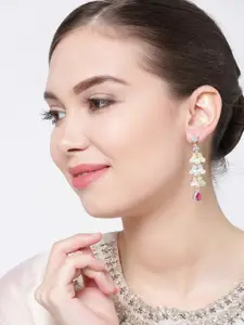 YouBella Gold-Plated Stone-Studded Drop Earrings