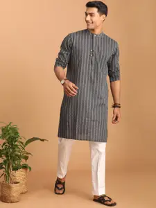 VASTRAMAY Woven Design Pure Cotton Sustainable Kurta with Pyjamas