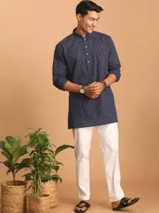 VASTRAMAY Striped Pure Cotton Sustainable Kurta with Pyjamas
