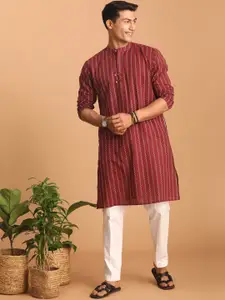VASTRAMAY Chevron Woven Design Pure Cotton Sustainable Kurta with Pyjamas