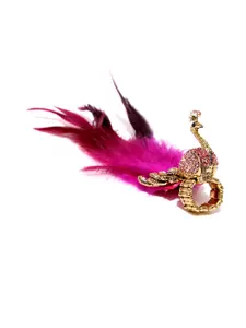 YouBella Antique Gold-Toned & Pink Peacock-Shaped Stone-Studded Ring