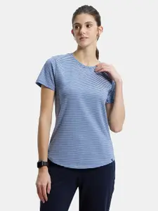 Jockey Striped Training And Gym Sports Relaxed Fit Cotton T-shirt
