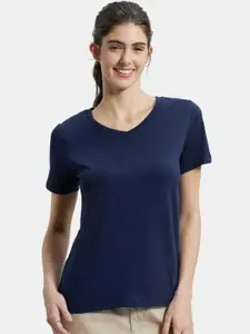 Jockey Cotton Rich Relaxed Fit Solid V Neck T-Shirt