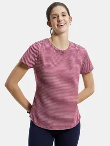 Jockey Striped Cotton Training & Gym Relaxed Fit T-shirt