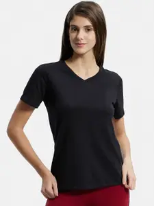 Jockey Cotton Rich Relaxed Fit Solid V Neck T-Shirt