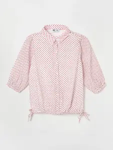 Fame Forever by Lifestyle Polka Dots Printed Puff Sleeve Shirt Style Top