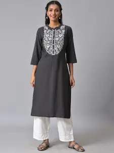 AURELIA Floral Embroidered Thread Work Kurta