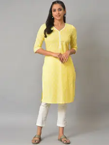 AURELIA Ethnic Motifs Printed Pure Cotton Straight Regular Kurta