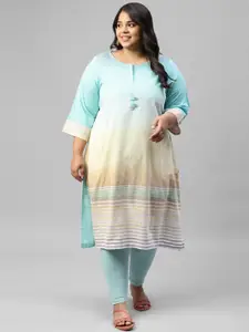 AURELIA Striped Round Neck Pure Cotton Kurta