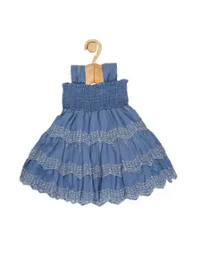 Creative Kids Girls Schiffli Smocked Cotton Fit & Flare Dress