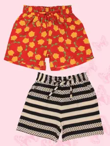 CUTECUMBER Girls Pack of 2 Floral Printed Shorts