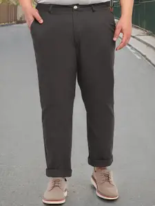 Urbano Plus Men Cotton Mid-Rise Flat-Front Plain Chinos Trousers