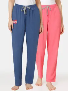 Rosaline by Zivame Women Pack Of 2 Rural Charm Knit Mid-Rise Lounge Pants