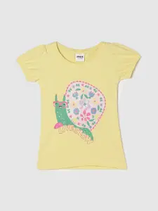 max Girls Graphic Printed Puffed Sleeves Pure Cotton Top