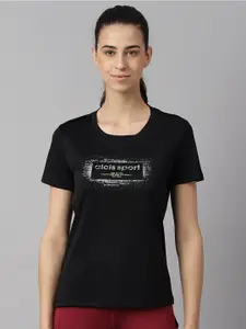 Alcis Women Printed Anti-Static Slim-Fit Round Neck Training T-Shirt
