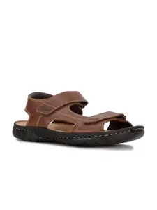 Scholl Men Leather Open Toe Velcro Comfort Sandals
