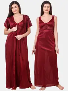Fasense 2 Piece Satin Maxi Nightdress With Robe