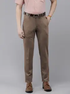 Van Heusen Men Mid-Rise Textured Slim Fit Trousers