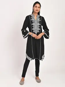 Lakshita Ethnic Motifs Embroidered Bell Sleeves Mirror Work Pure Cotton Kurti