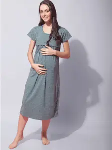 Secret Wish Maternity Geometric Printed Pure Cotton Nightdress