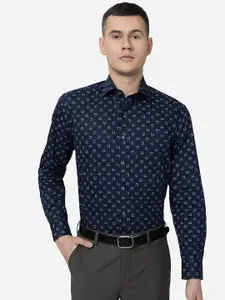 JADE BLUE Slim Fit Geometric Printed Pure Cotton Formal Shirt