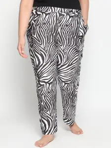 Amydus Women Plus Size Zebra Printed High-Rise Slip-On Lounge Pants