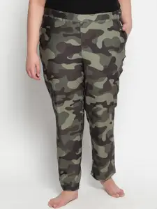 Amydus Women Plus Size Camouflage Printed High-Rise Slip-On Lounge Pants