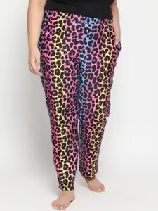 Amydus Women Plus Size Leopard Printed High-Rise Slip-On Lounge Pants