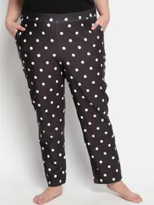 Amydus Women Plus Size Polka Dot Printed High-Rise Slip-On Lounge Pants