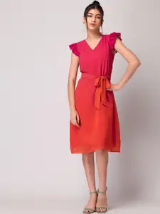 FabAlley Flutter Sleeve Georgette A-Line Dress