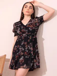 FabAlley Floral Print Fit & Flare Dress