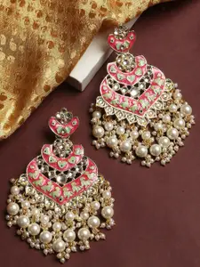 OOMPH Peacock Shaped Meenakari Chandbalis Earrings